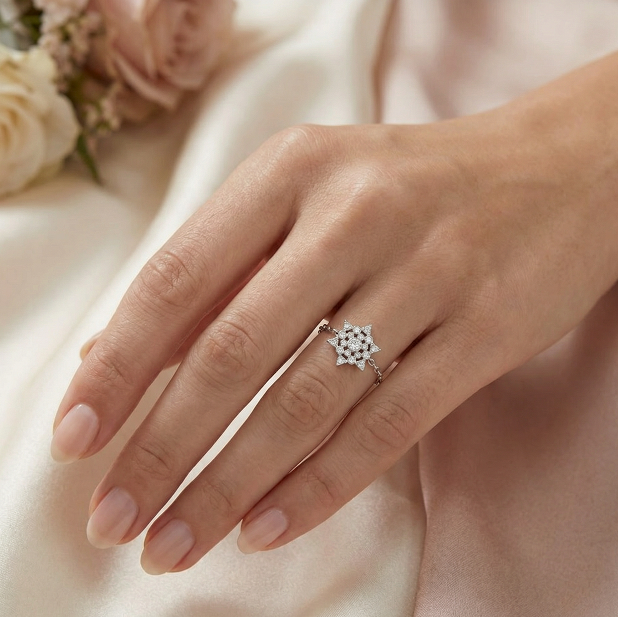 Ready to Ship - Flocon De Neigh diamond chain ring