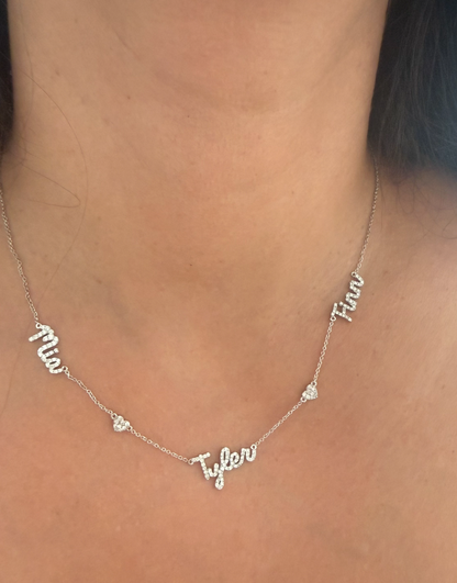 Diamond multi Name Necklace