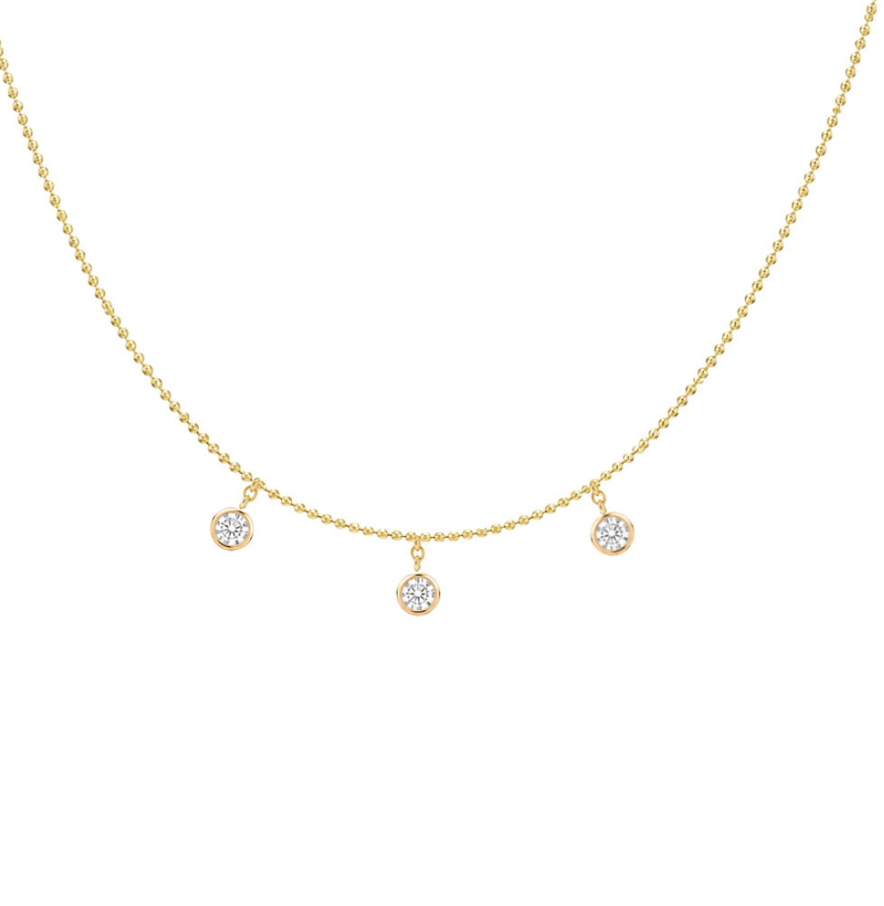 Lab-Diamond drop station necklace
