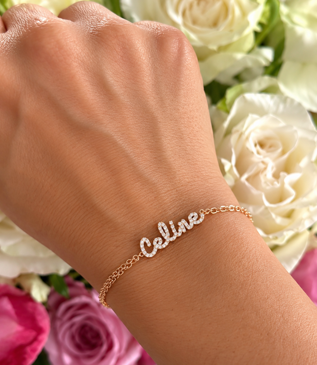 Tiny Treasures English Diamond Name Bracelet