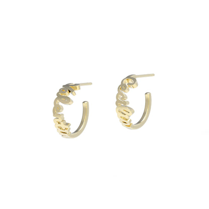 Small gold name Hoops