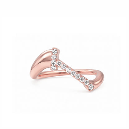 Initial Wave ring Solid gold
