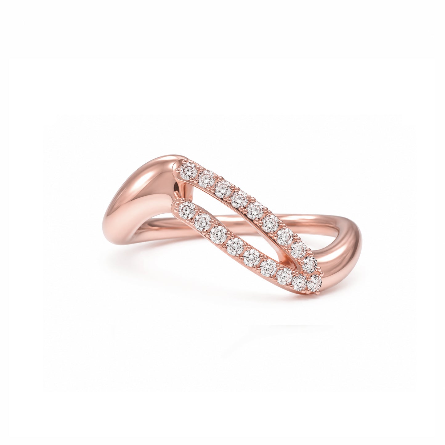 Initial Wave ring Solid gold