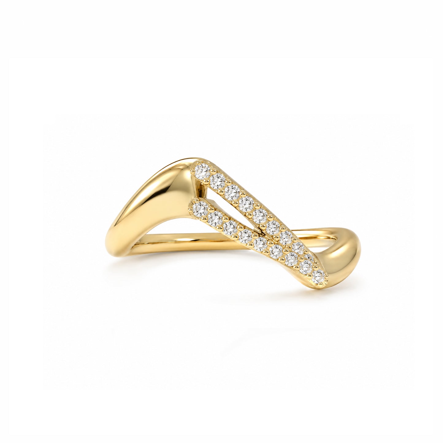 Initial Wave ring Solid gold