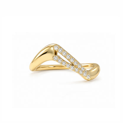 Initial Wave ring Solid gold