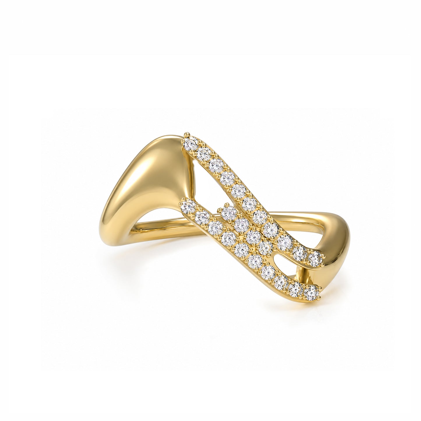 Initial Wave ring Solid gold