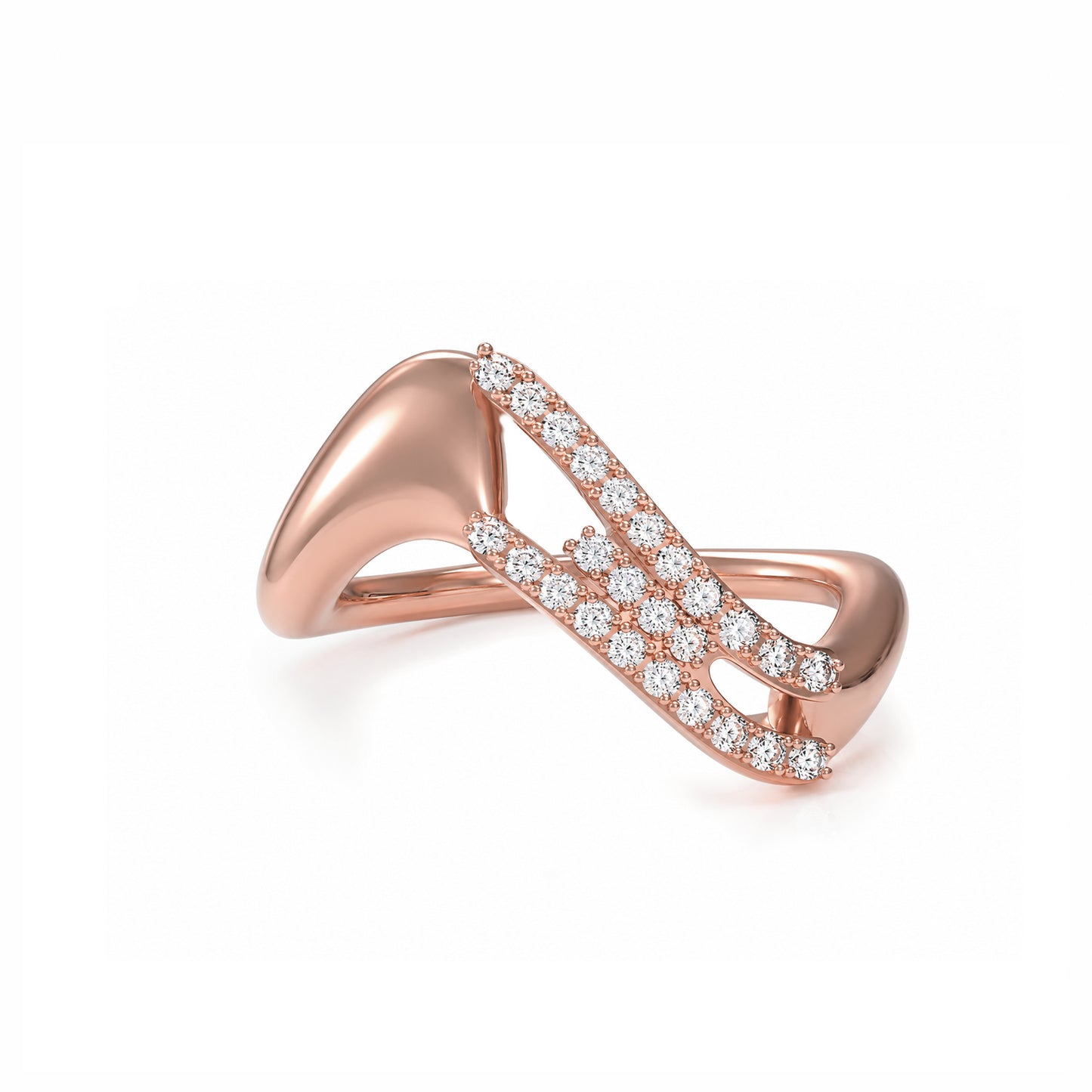 Initial Wave ring Solid gold