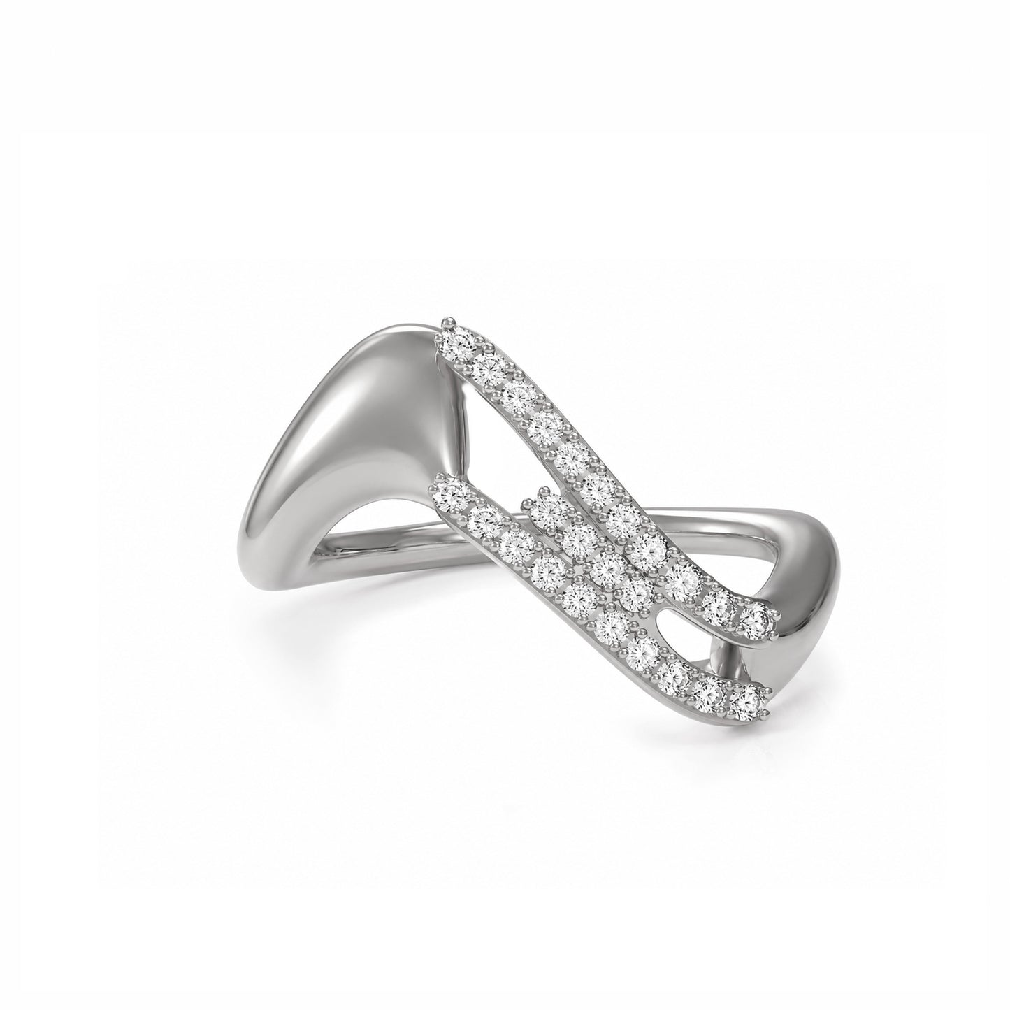 Initial Wave ring Solid gold