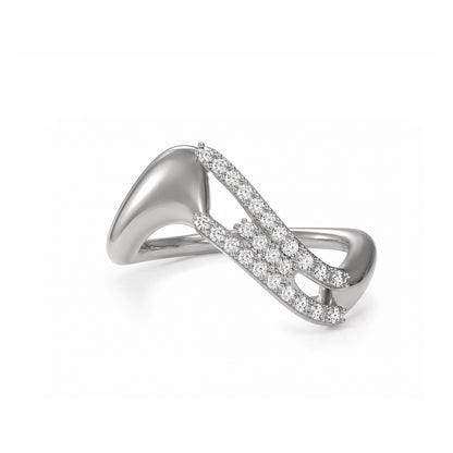 Initial Wave ring Solid gold