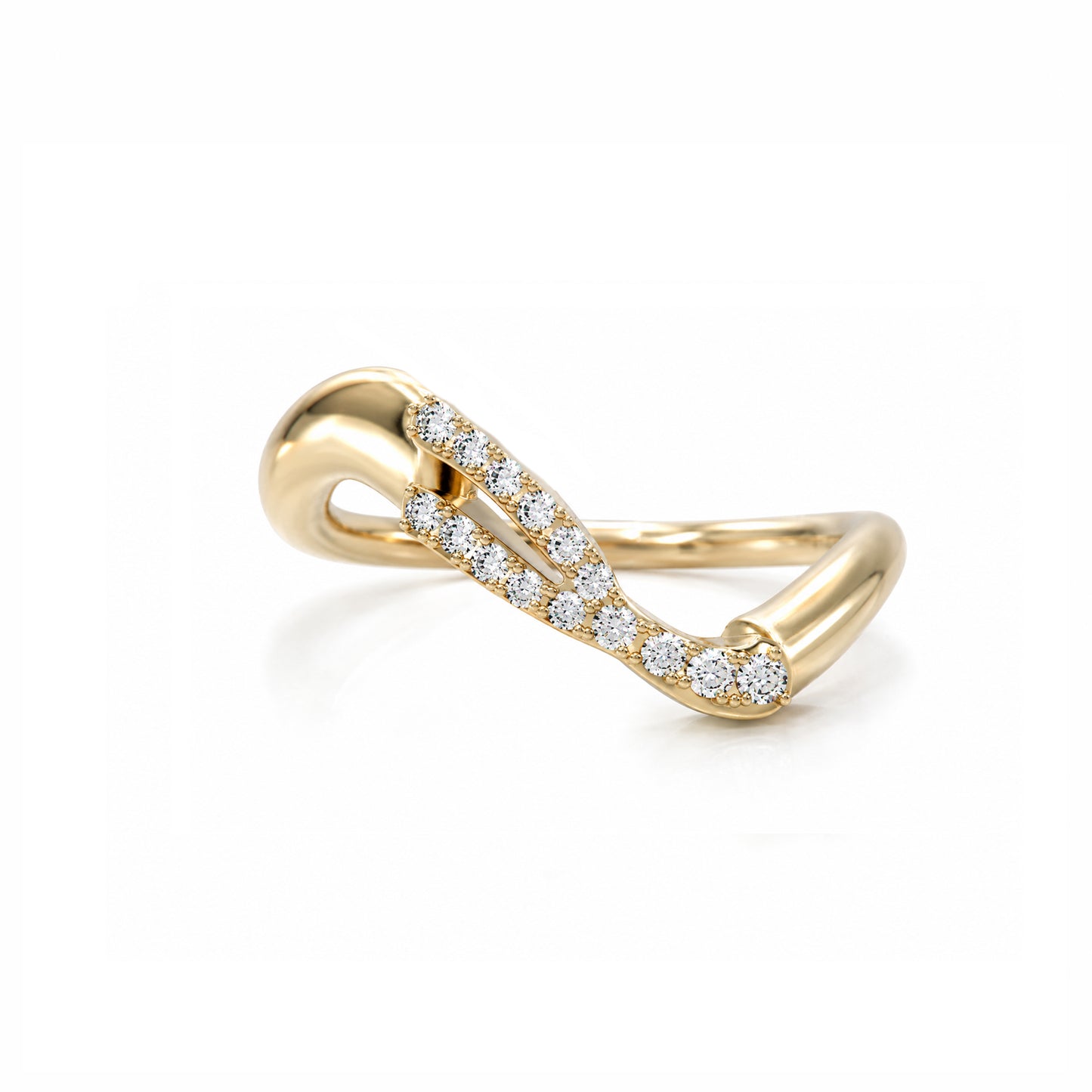 Initial Wave ring Solid gold