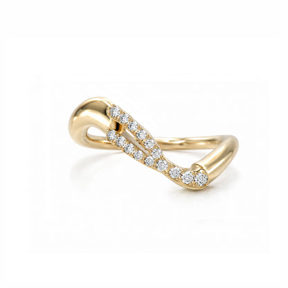 Initial Wave ring Solid gold
