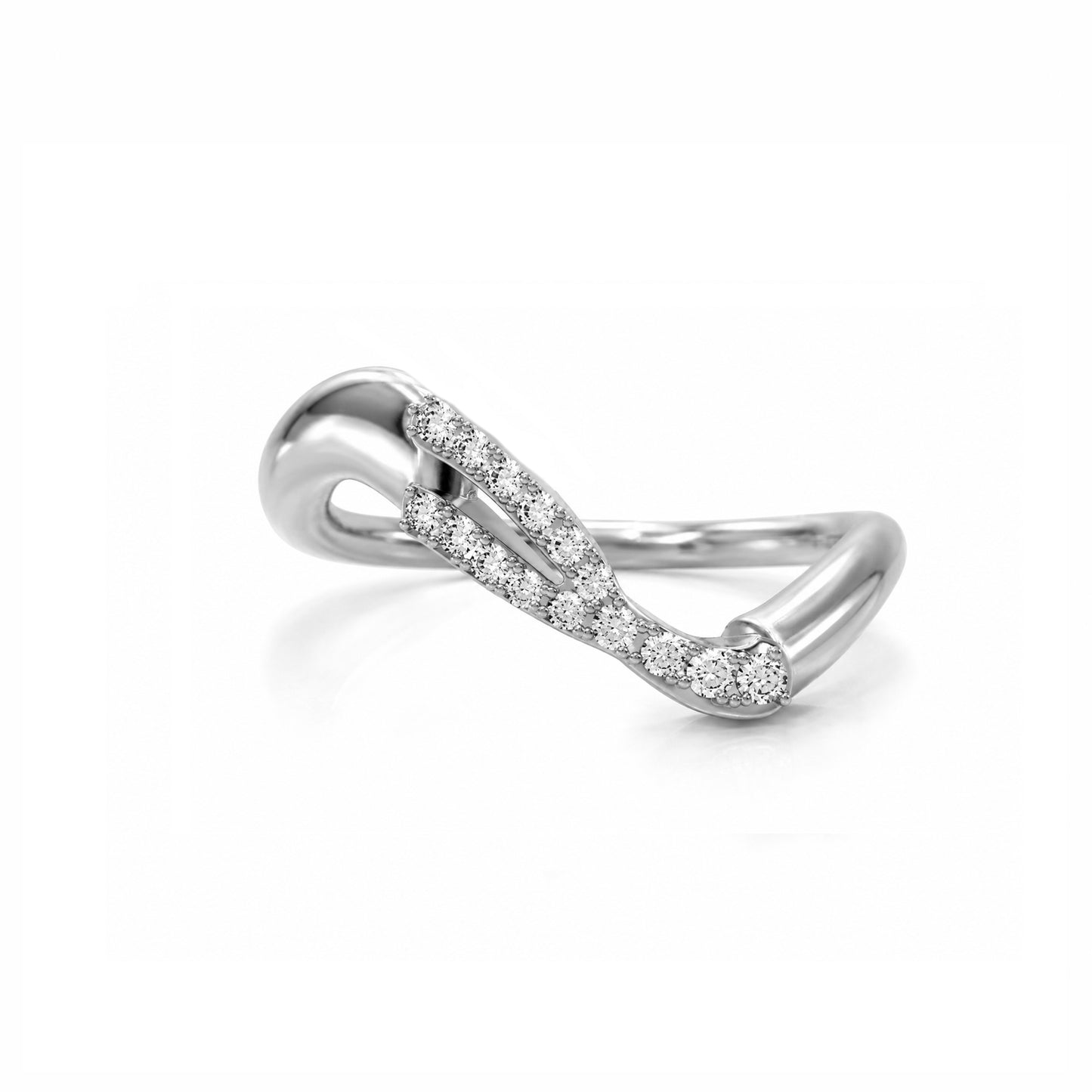 Initial Wave ring Solid gold