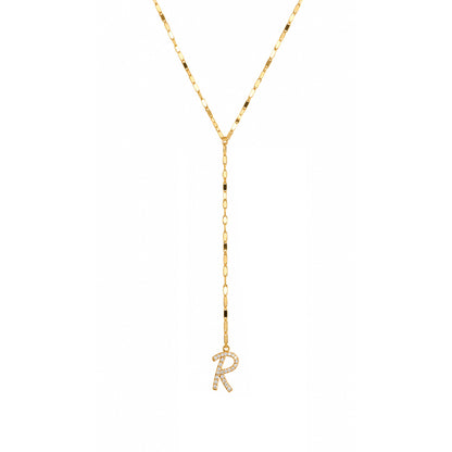 Mirror chain Y necklace letter R sample