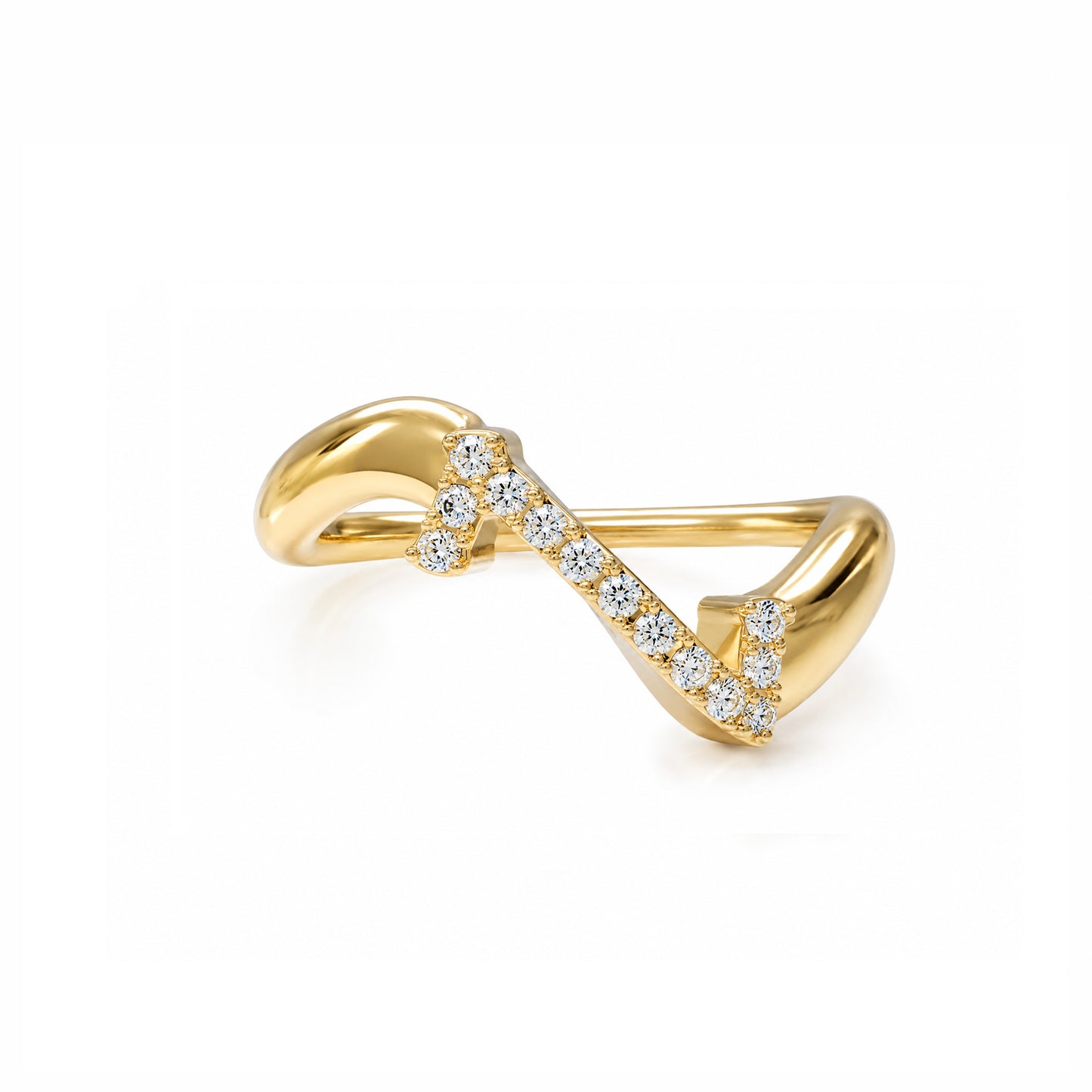 Initial Wave ring Solid gold