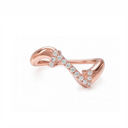 Initial Wave ring Solid gold
