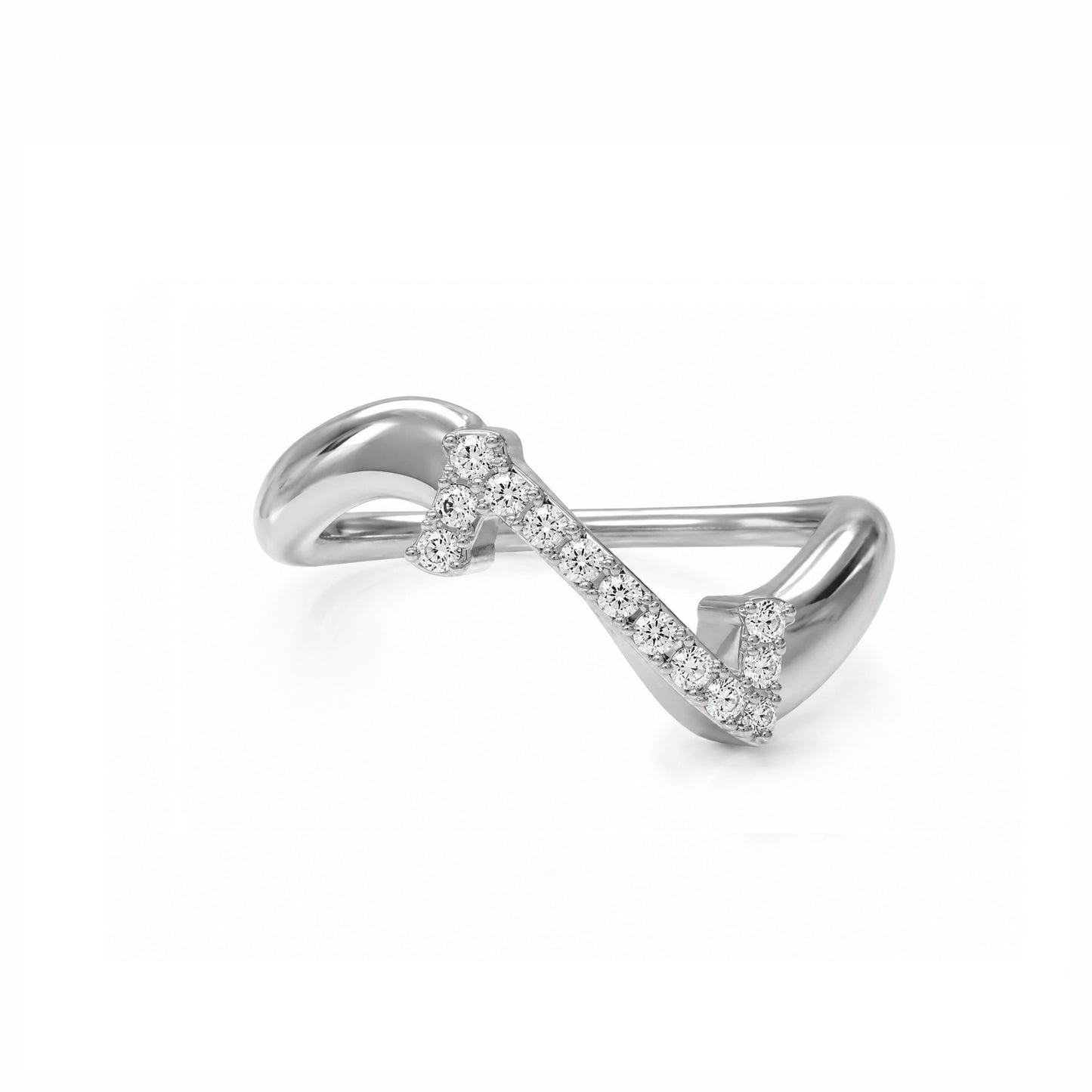 Initial Wave ring Solid gold