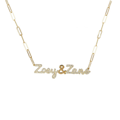 Tiny Treasure Diamond Double Name Necklace