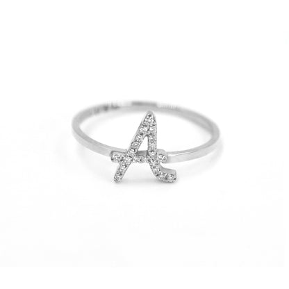 Roman Initial Pave Ring