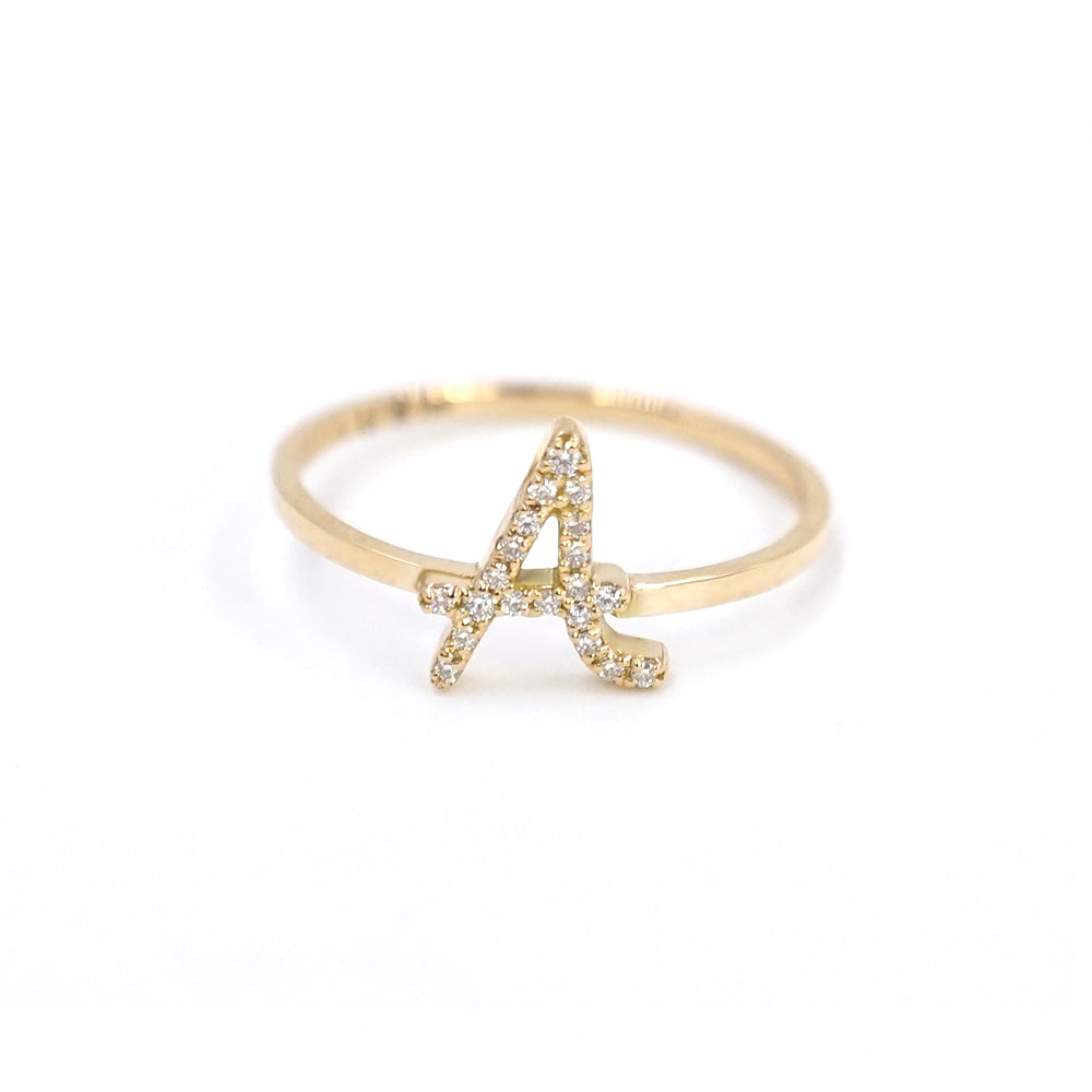 Roman Initial Pave Ring