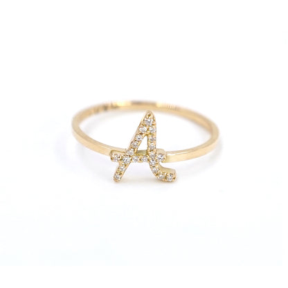 Roman Initial Pave Ring