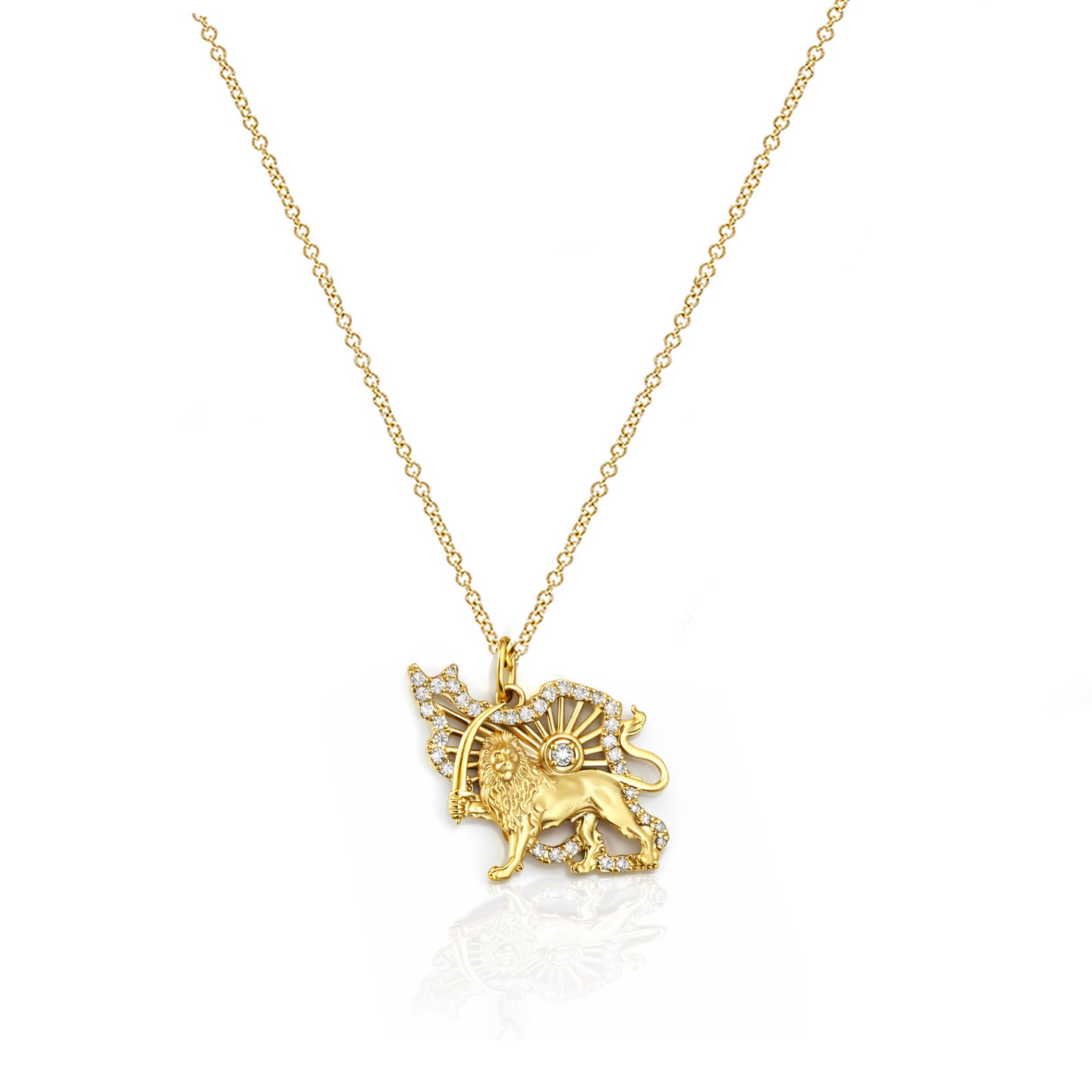 Diamond Iran Shiro Khorshid - Lion and Sun Necklace. Noush Exclusive