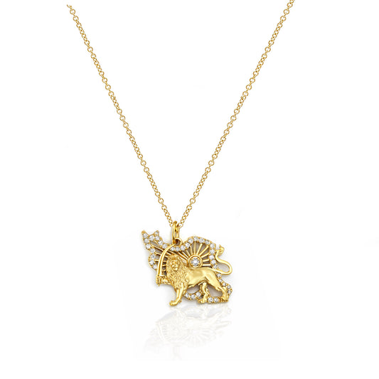Diamond Iran Shiro Khorshid- Lion and Sun Necklace . Noush Exclusive