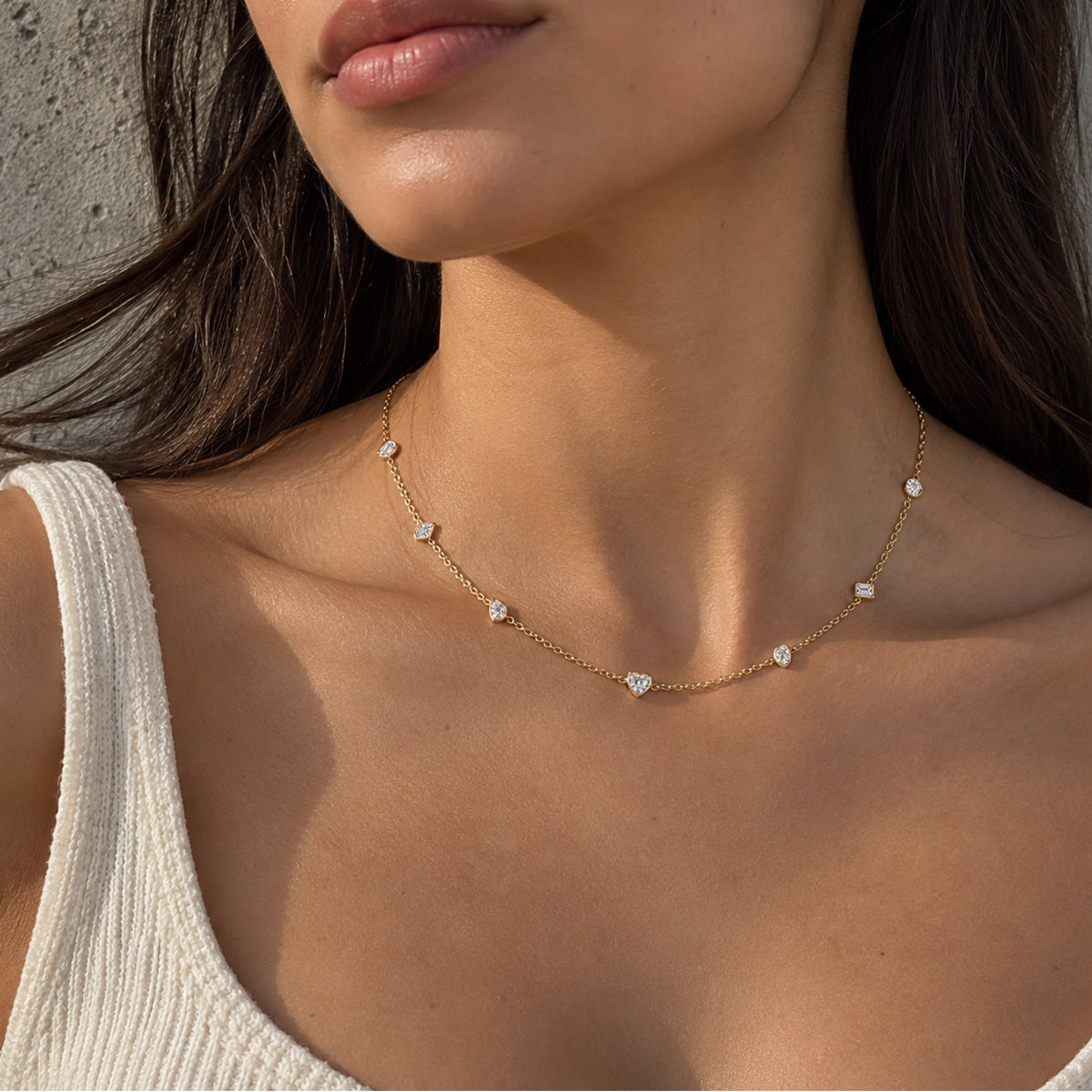 Lab-Diamond  station necklace