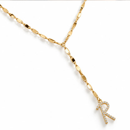 Mirror chain Y necklace letter R sample