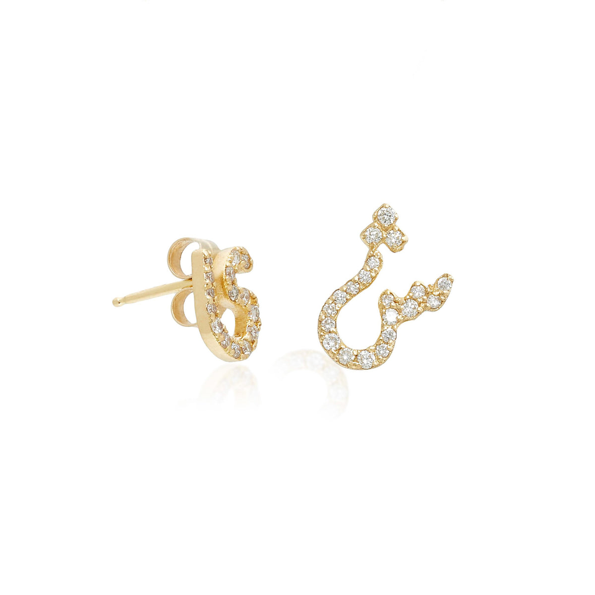 Persian - Arabic Initial Pave Studs. Noush Exclusive