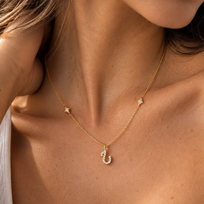 Farsi Arabic initial necklace letter H