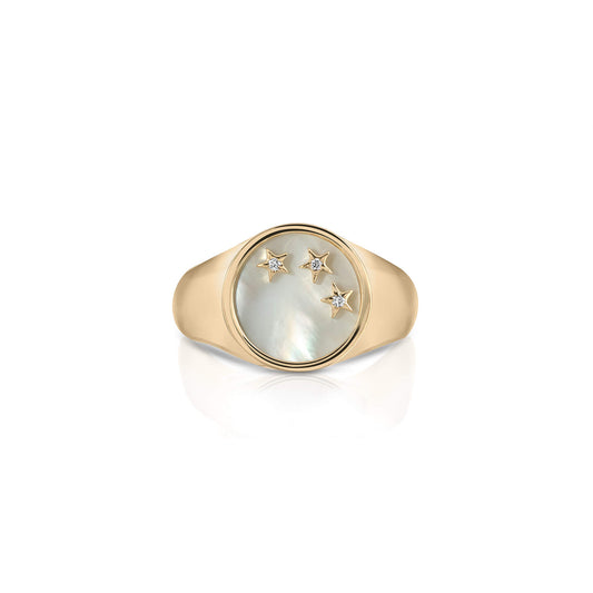 3 little star signet ring