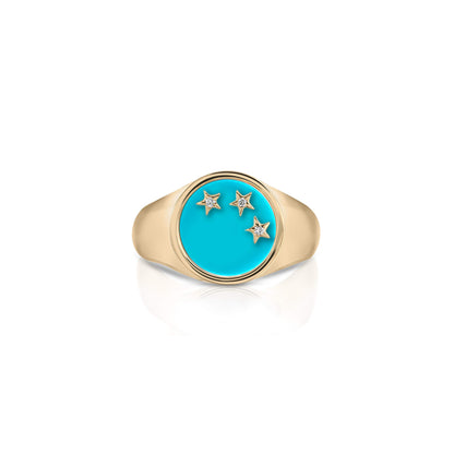 3 little star signet ring