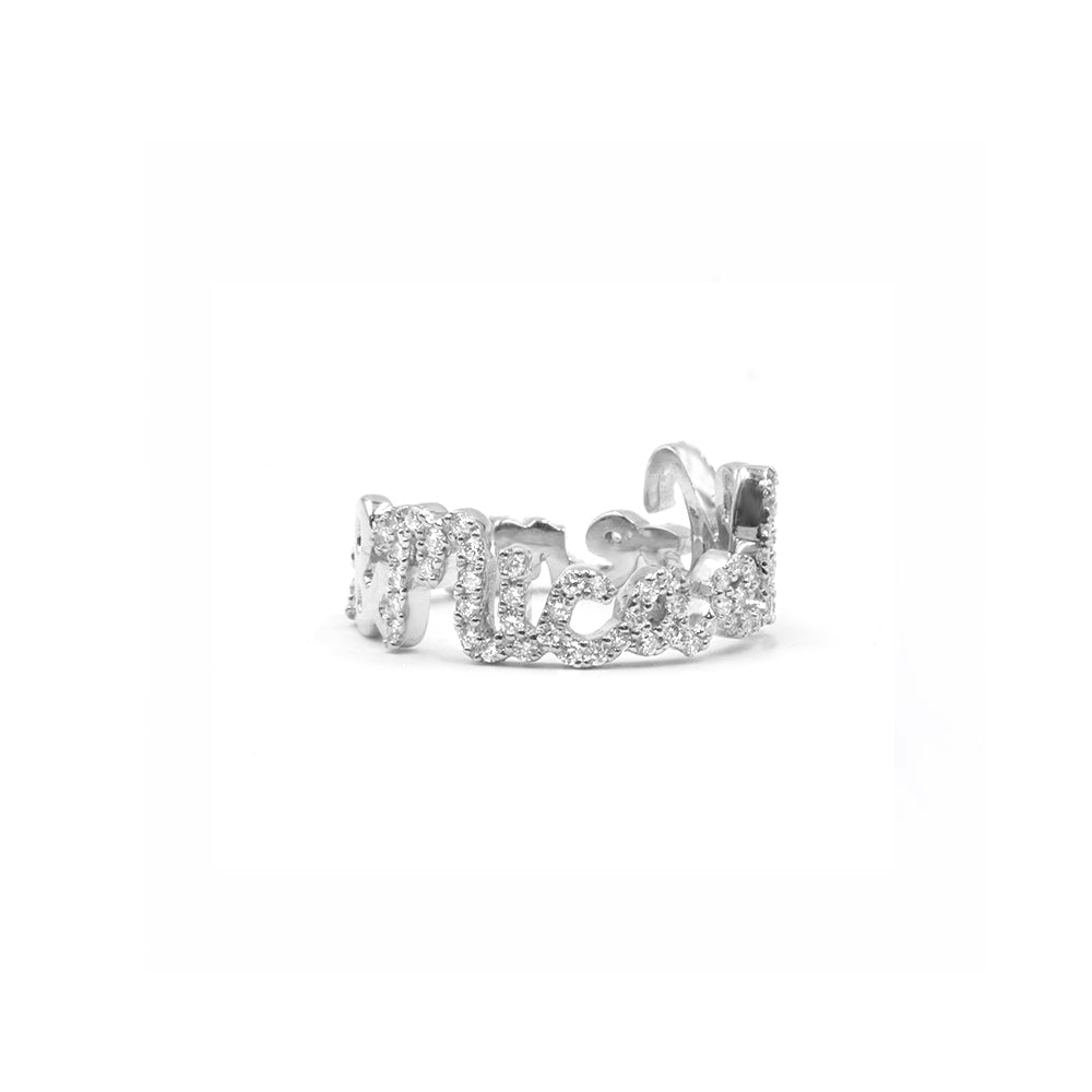 Two English Names Ring  Full Pave