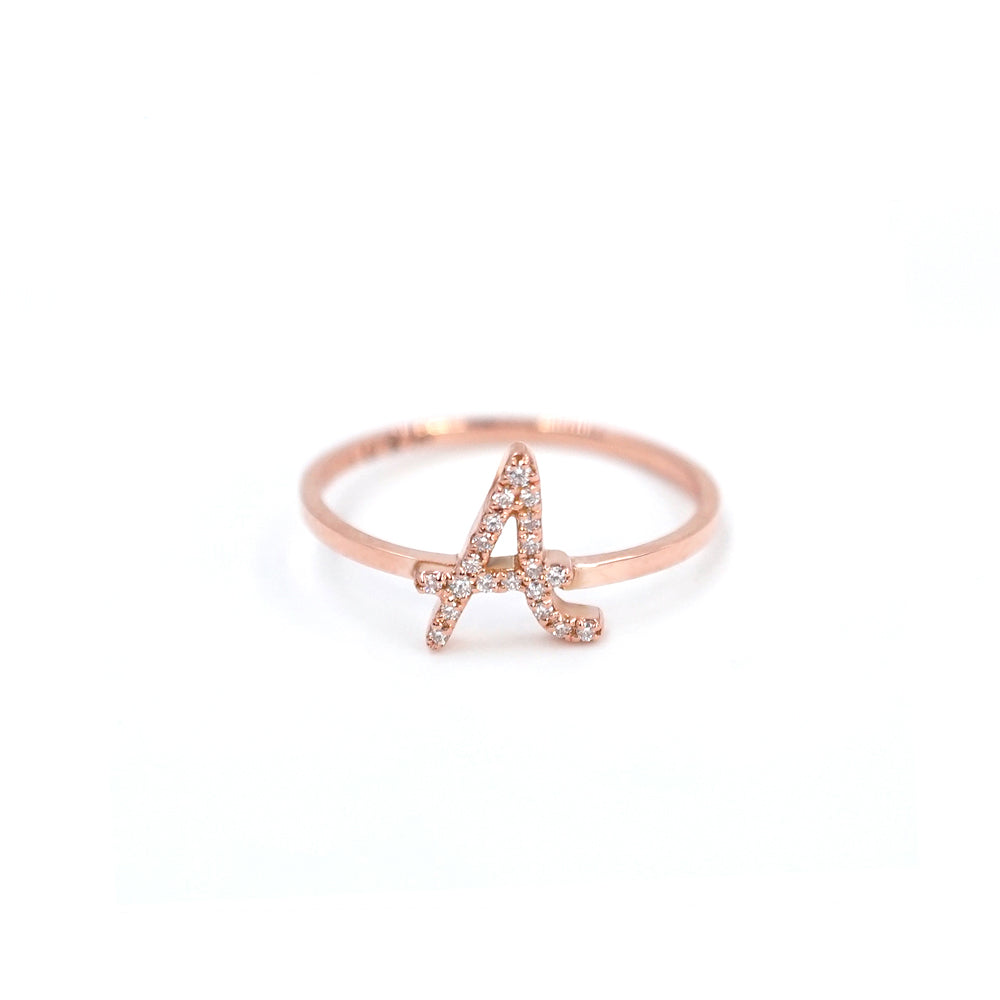 Roman Initial Pave Ring