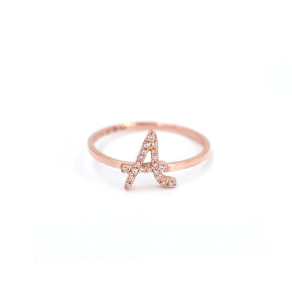 Roman Initial Pave Ring