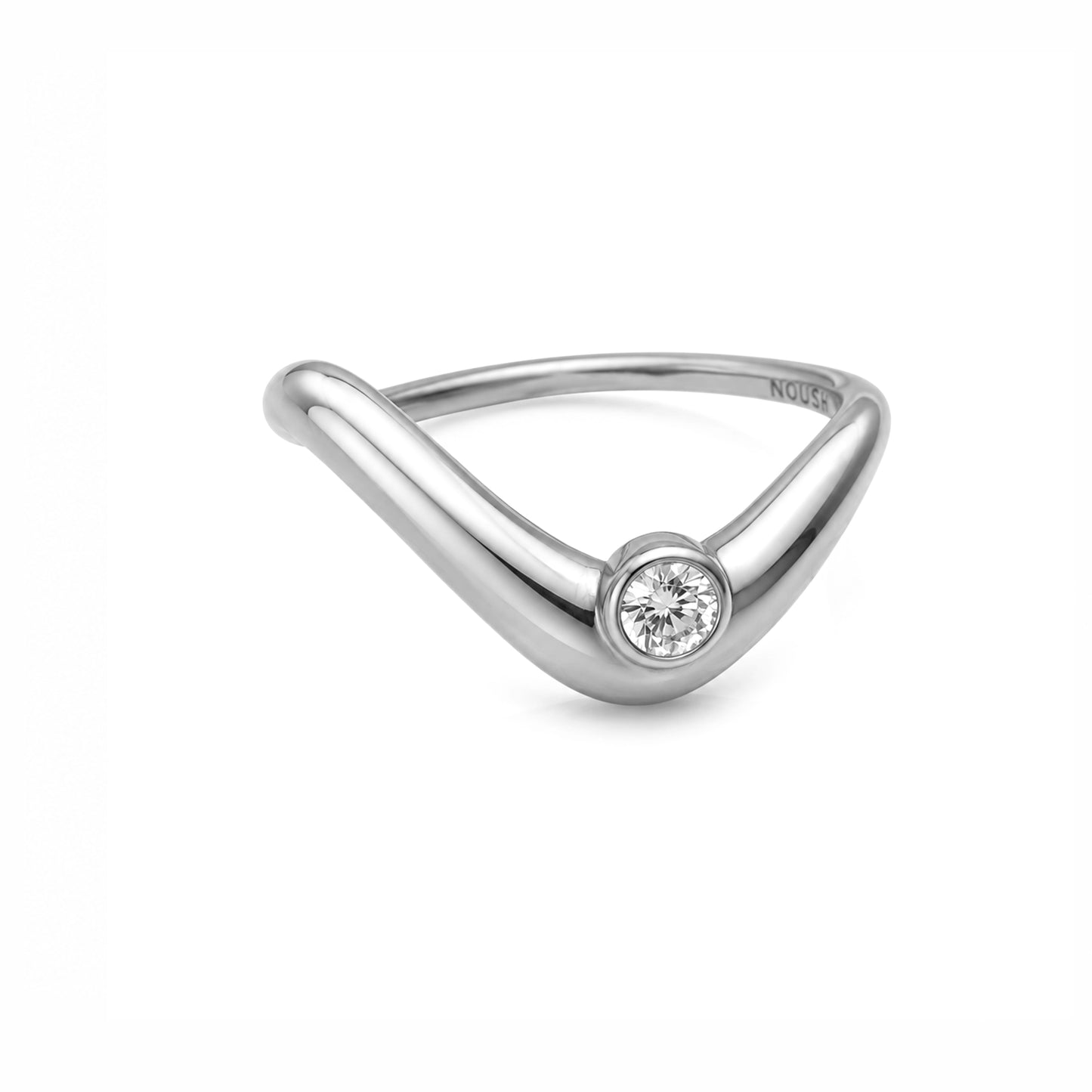 Wave ring With bezel Diamond