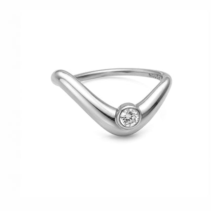 Wave ring With bezel Diamond