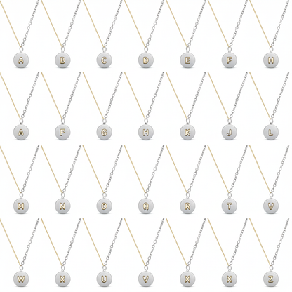 Two-Tone Initial Medallion Necklace
