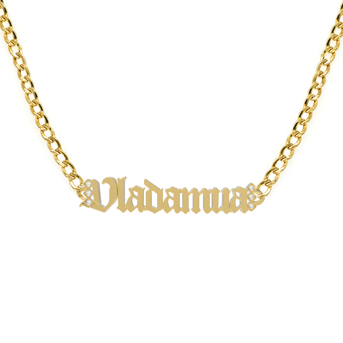 Gothic Gold Name Necklace. Noush Exclusive