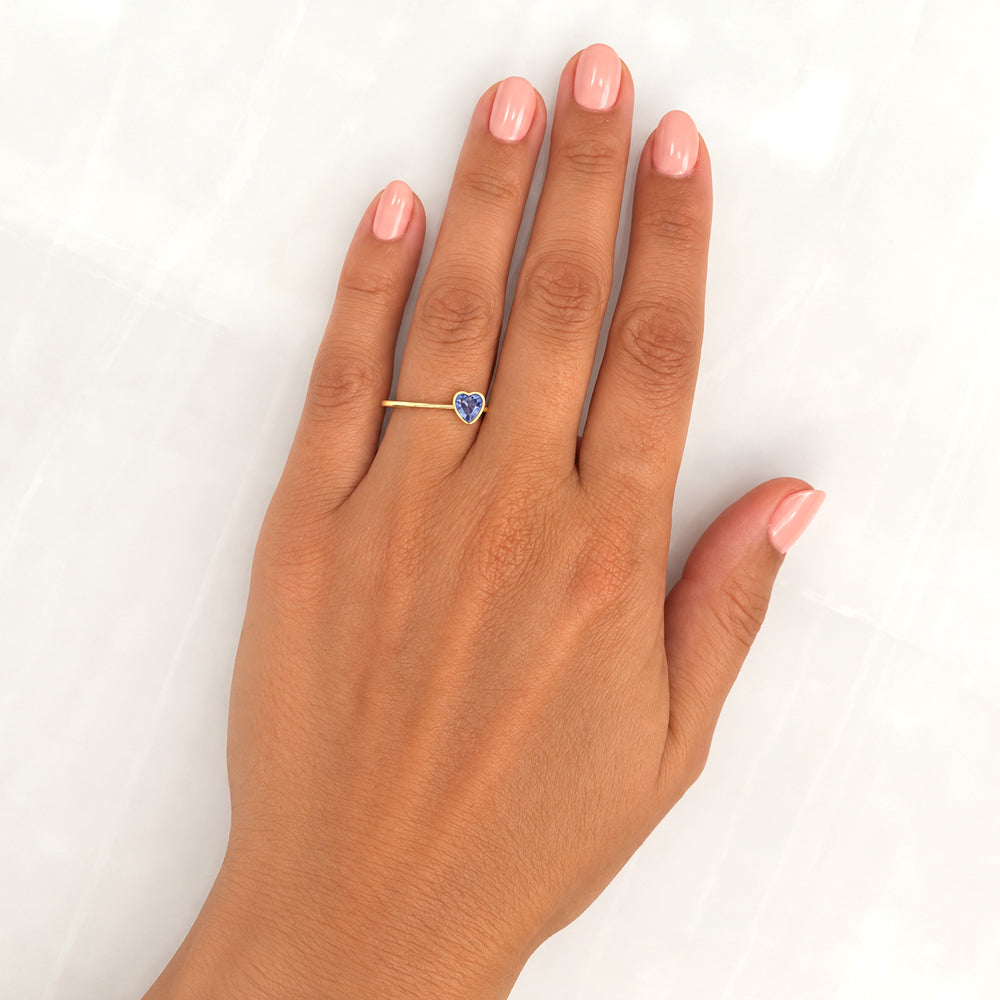 One of a kind, heart Blue sapphire Ring