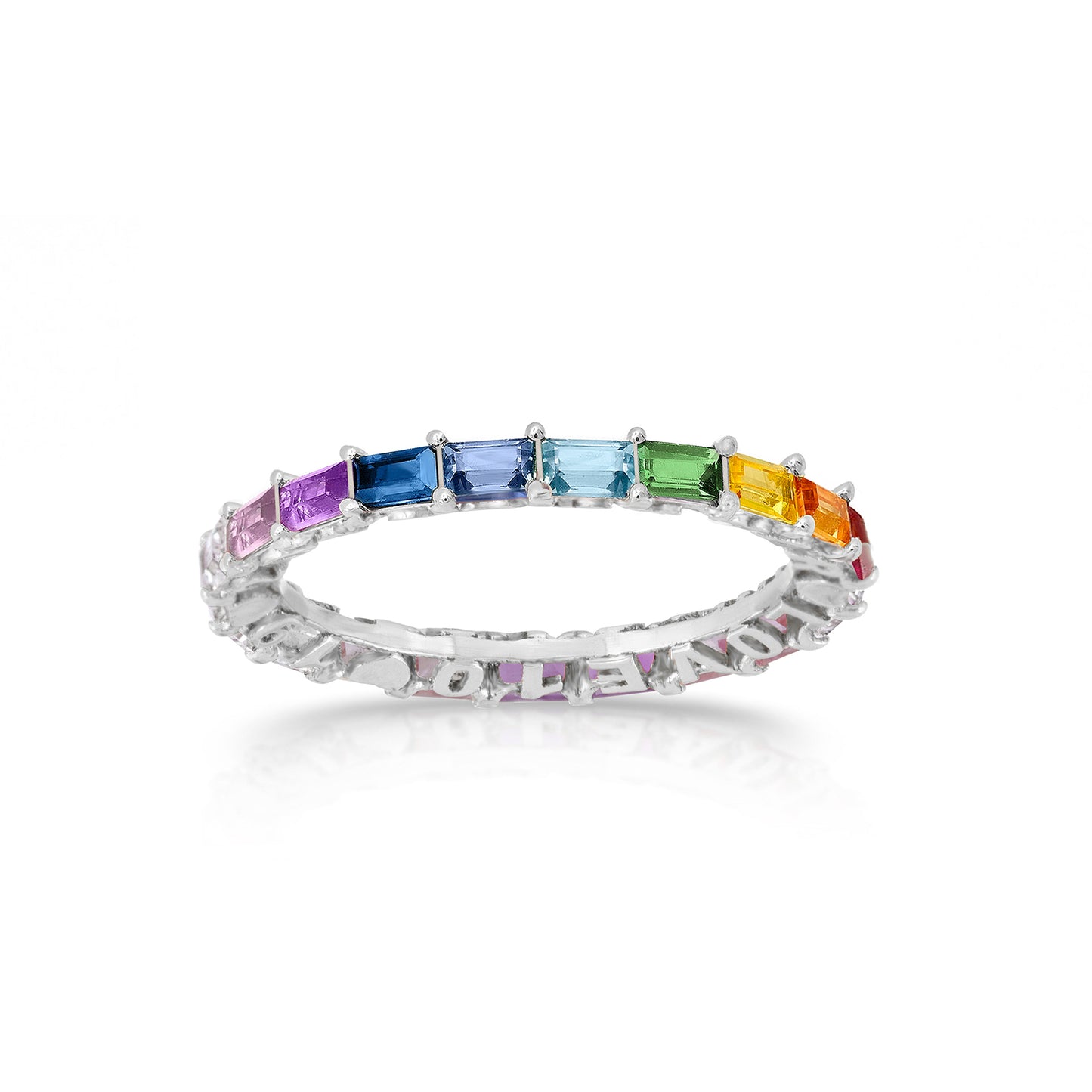 Customizable Horizontal Hide and Seek Baguette Eternity Band