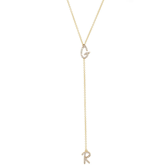 Tiny Treasure Double Initial Lariat necklace