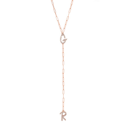 Tiny Treasure Double Initial Lariat necklace