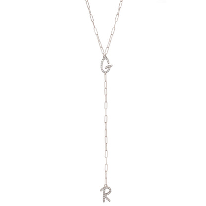 Tiny Treasure Double Initial Lariat necklace