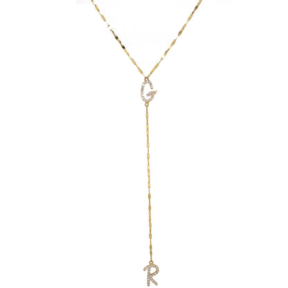 Tiny Treasure Double Initial Lariat necklace