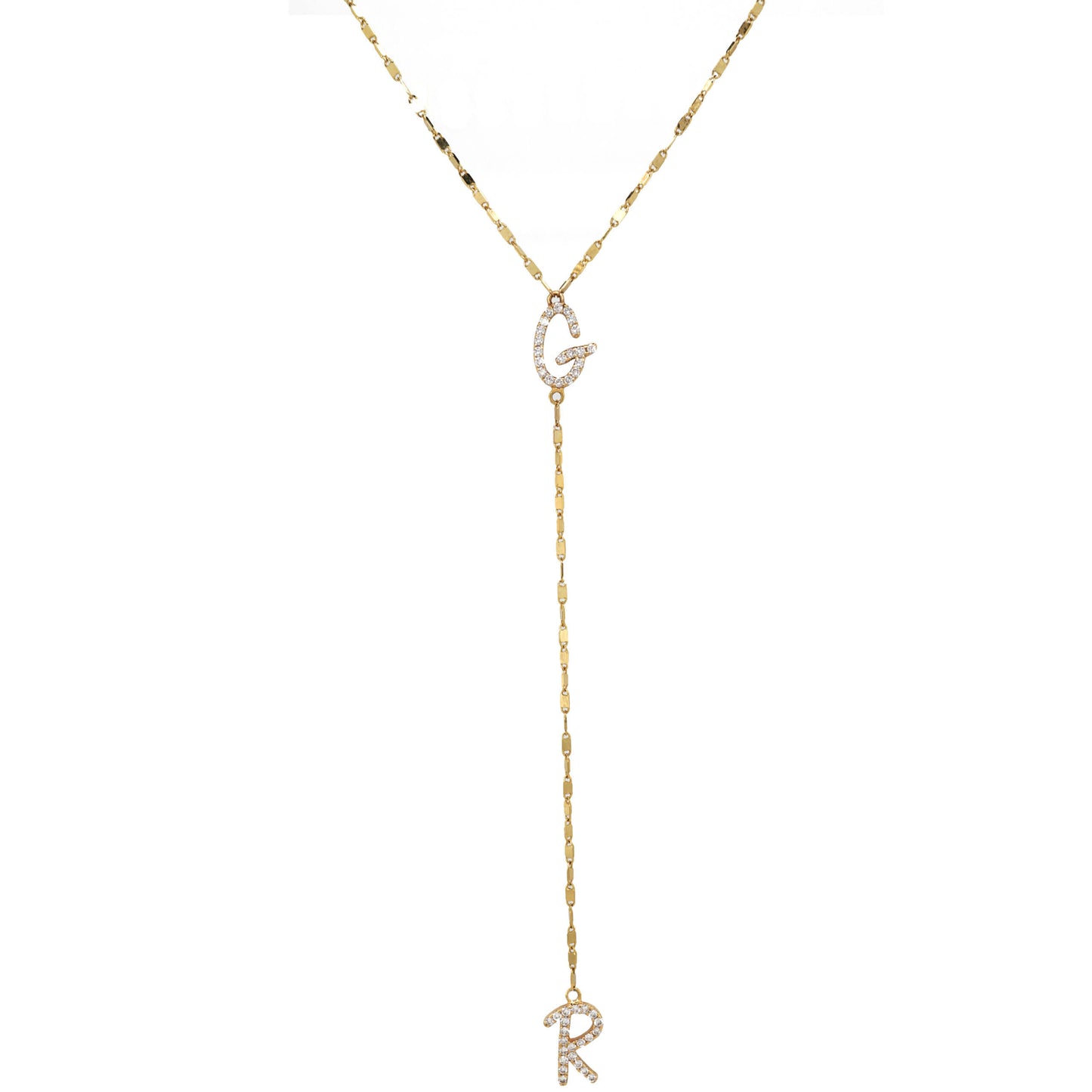 Tiny Treasure Double Initial Lariat necklace