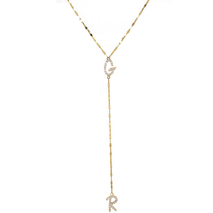 Tiny Treasure Double Initial Lariat necklace