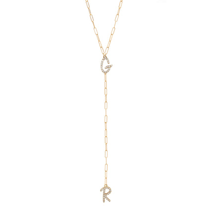 Tiny Treasure Double Initial Lariat necklace