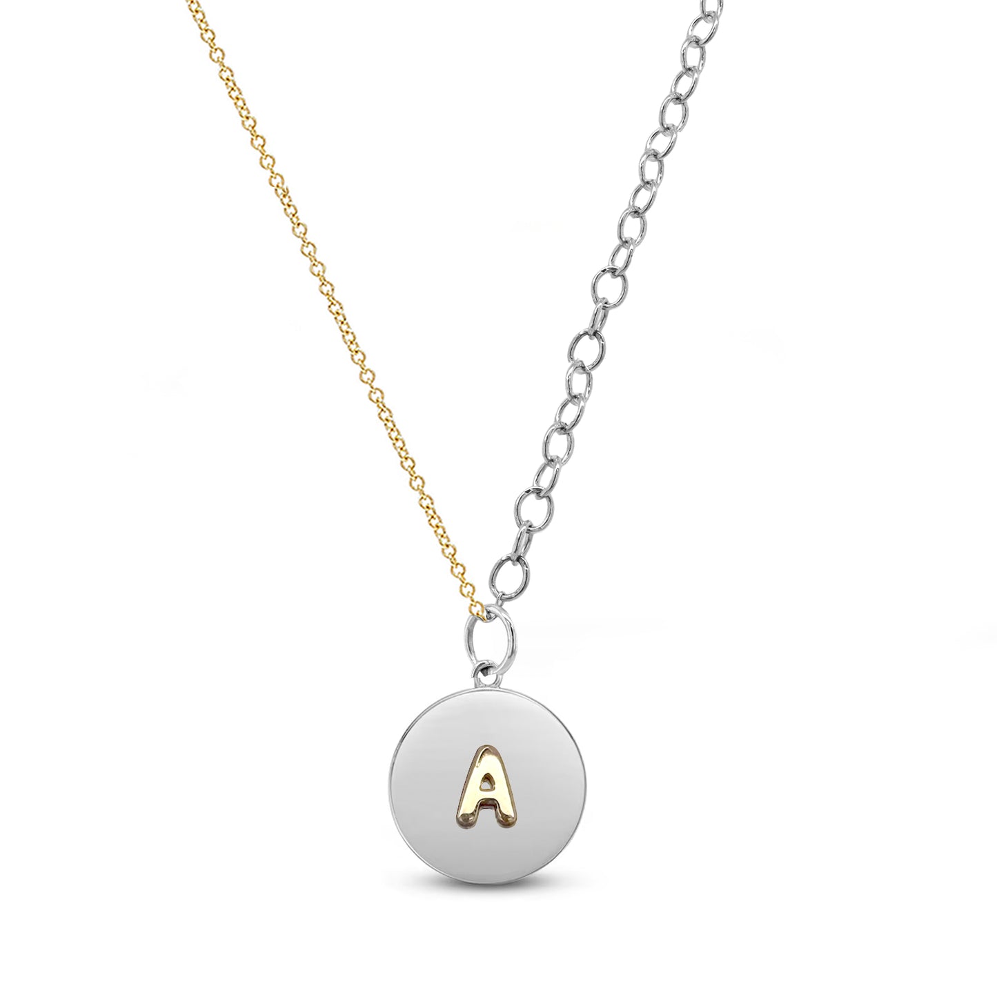 Two-Tone Initial Medallion Necklace