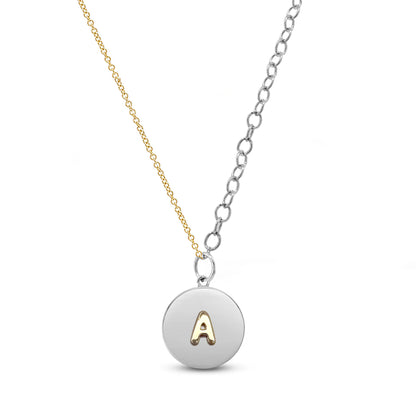 Two-Tone Initial Medallion Necklace